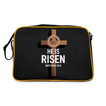 Christliche Botschaft Er Auferstanden - Retro Tasche - Schwarz/Gold - Hinten