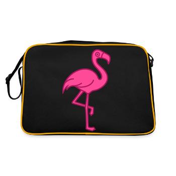 Pink Flamingo - Retro Tasche - Schwarz/Gold - Hinten