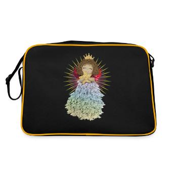 Engelchen mit Stern - Retro Tasche - Schwarz/Gold - Hinten