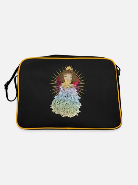 Engelchen mit Stern - Retro Tasche - Schwarz/Gold - Hinten