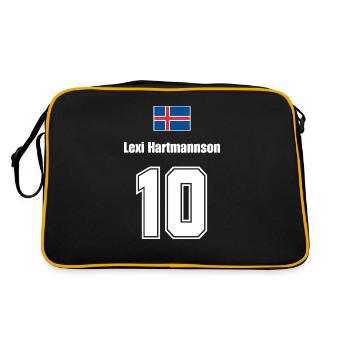 Island Trikot Nr.10 - Retro Tasche - Schwarz/Gold - Hinten