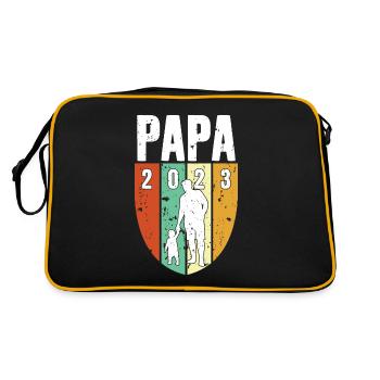 PAPA SEIT 2023 WERDENDER PAPA 1 KIND - Retro Tasche - Schwarz/Gold - Hinten