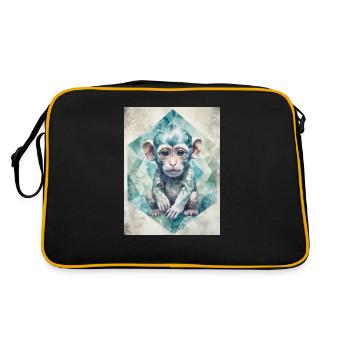 Geometric Baby Monkey - Retro Tasche - Schwarz/Gold - Hinten