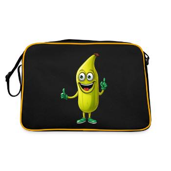 Kawaii Bananen-Männchen: Süßer Fruchtspaß - Retro Tasche - Schwarz/Gold - Hinten