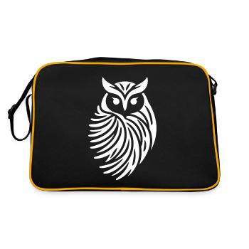 Minimalistische Eule Abstrakte Silhouette - Retro Tasche - Schwarz/Gold - Hinten