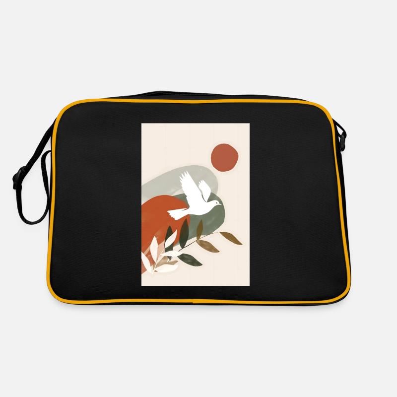 Boho Dove Wandkunst, Digitaler Download, Moderner - Retro Tasche - Schwarz/Gold