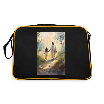 Jésus avec une fille, cadeau de communion, - Sac Retro - noir/or - Dos