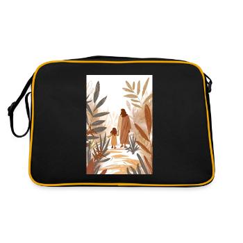 « Jésus marchant avec une jeune fille, religieuse - Sac Retro - noir/or - Dos