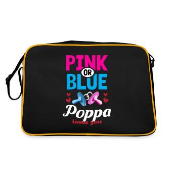 Pink or Blue Poppa Loves You Gender Reveal Party - Retro Bag - black/gold - Back