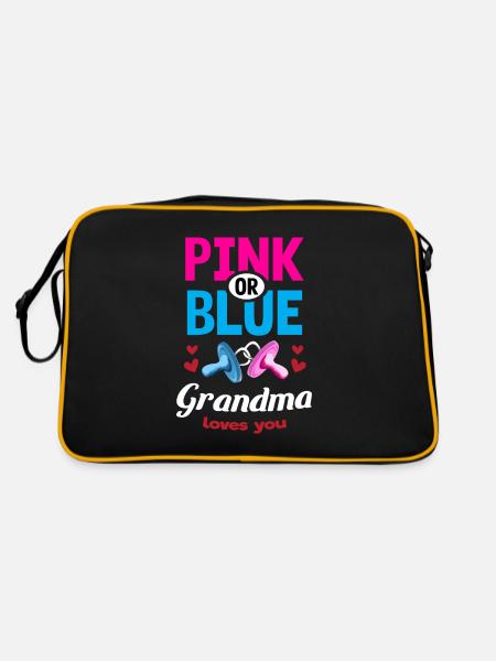 Pink or Blue Grandma Loves You Gender Reveal Party - Retro Tasche - Schwarz/Gold - Hinten