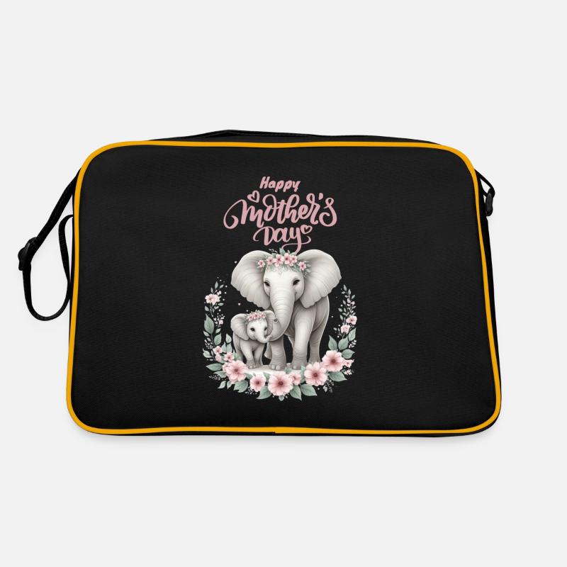 Amour de la mère éléphant & veau Couronne florale Sac Retro