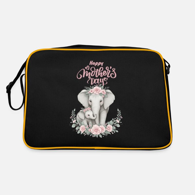 Amour de la mère éléphant & veau Couronne florale Sac Retro
