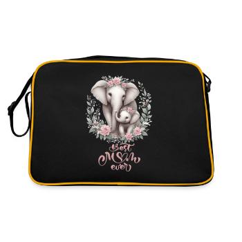 Best Mom Ever Elephant Floral Crown Motherhood - Retro Tasche - Schwarz/Gold - Hinten