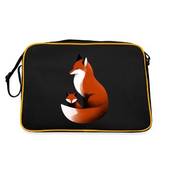 Kleine Fuchsfamilie - Retro Tasche - Schwarz/Gold - Hinten