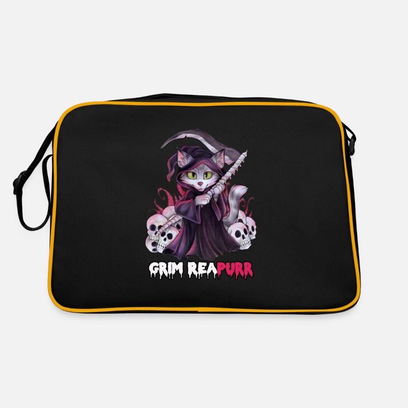 Grim Reapurr niedlich Katze als Sensenmann Retro Tasche