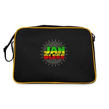 jah bless jaimca - Retro Tasche - Schwarz/Gold - Hinten