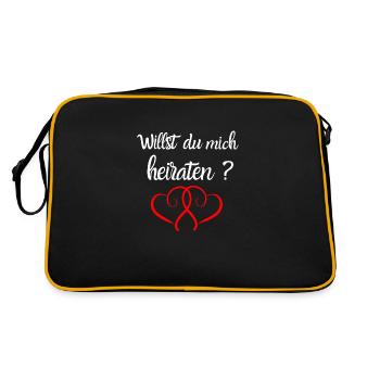 Heiratsantrag - Willst du mich heiraten - Hochzeit - Retro Tasche - Schwarz/Gold - Hinten
