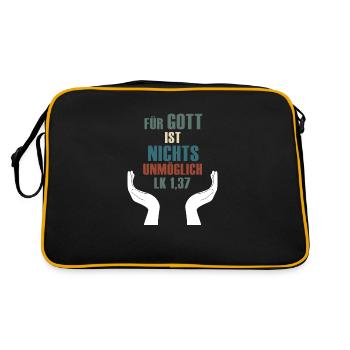 Für Gott ist nichts unmöglich Lukas 1,37 - Retro Tasche - Schwarz/Gold - Hinten