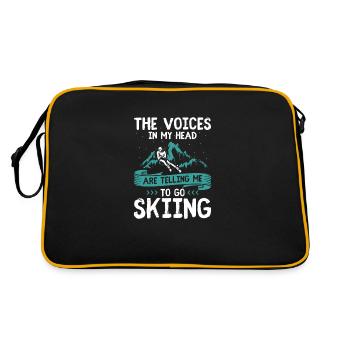 Skifahren | Wintersport Ski Skier Berge Geschenke - Retro Tasche - Schwarz/Gold - Hinten