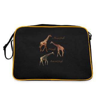 3 giraffes - species / Kenya / Africa / wild animals - Retro Bag - black/gold - Back