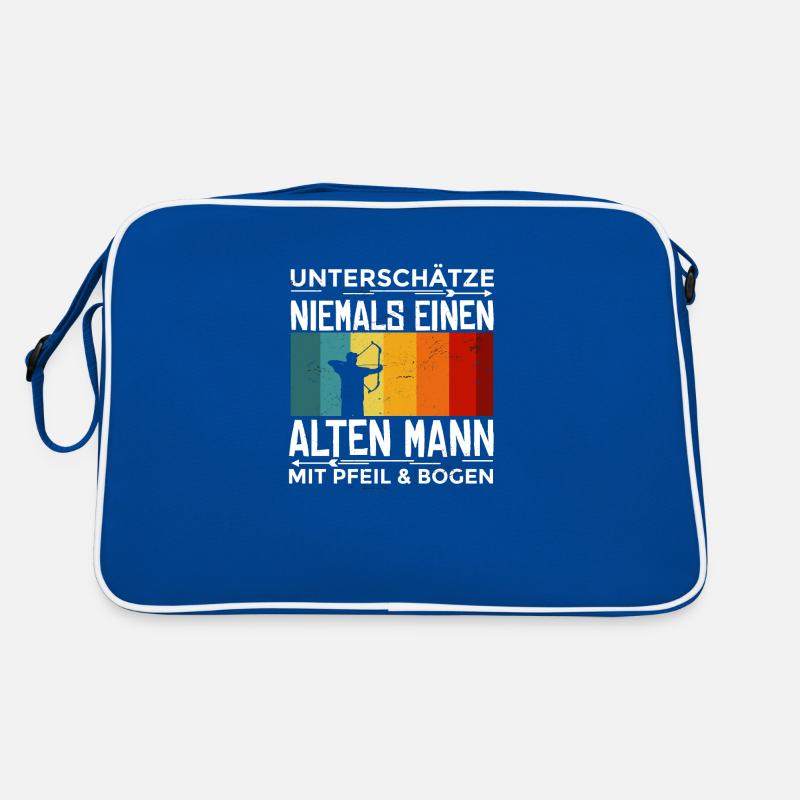 Unterschätze niemals einen Mann mit Pfeil & Bogen Retro Tasche