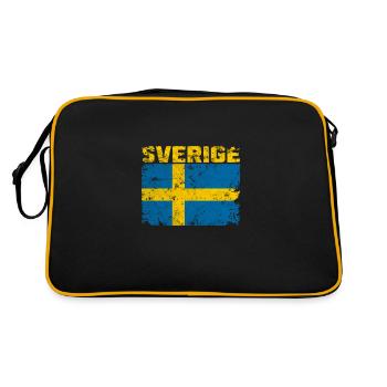 Sweden Sverige Scandinavia - Retro Tasche - Schwarz/Gold - Hinten