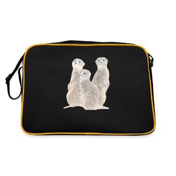 Erdmännchen - Mangusten - Afrika - Retro Tasche - Schwarz/Gold - Hinten