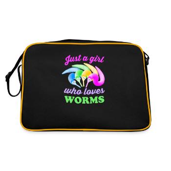 Worm On A String Just A Girl Who Loves Worms - Sac Retro - noir/or - Dos
