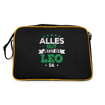 Alles gut jetzt ist Leo da - Retro Tasche - Schwarz/Gold - Hinten
