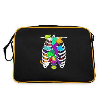 Skeletal chest with colorful cats - Retro Bag - black/gold - Back