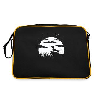 Dackel Magische Nacht Vollmond Sternenhimmel - Retro Tasche - Schwarz/Gold - Hinten