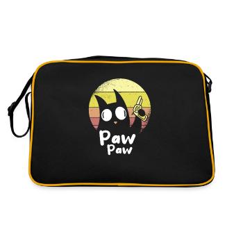 Paw Paw Katze Vintage Sunset Cartoon Kätzchen - Retro Tasche - Schwarz/Gold - Hinten