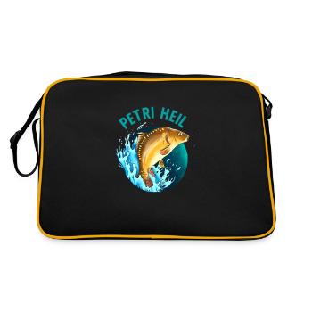 Petri Heil Fishing Carp Fishing Saying - Retro Bag - black/gold - Back