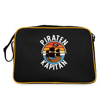 Pirat Kapitän Piratenschiff Totenkopf Seeräuber - Retro Tasche - Schwarz/Gold - Hinten