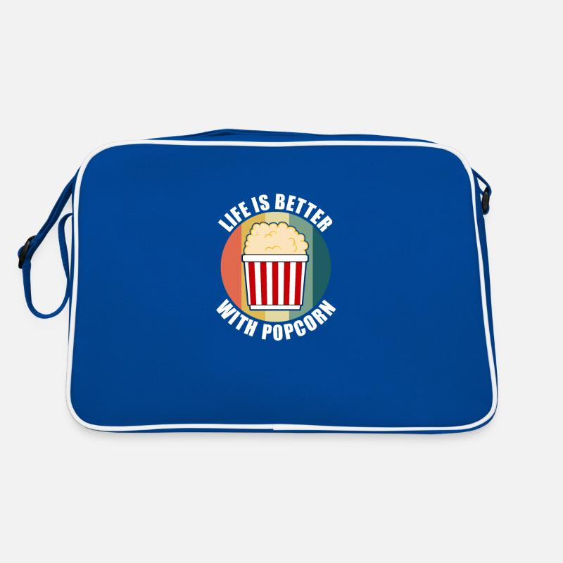 Popcorn essen Köstliches Essen Leben mit Popcorn Retro Tasche