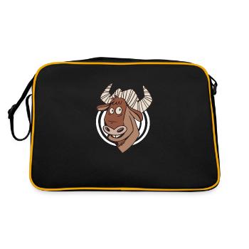 Wildebeest Antelope Africa Animal Steppe Zoo - Retro Bag - black/gold - Back