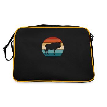 Retro Wildebeest White-tailed Gnu Whitebearded gnu Africa - Retro Bag - black/gold - Back