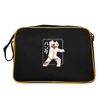 Martial Arts Kampfkunst Karate Judo Panda - Retro Tasche - Schwarz/Gold - Hinten