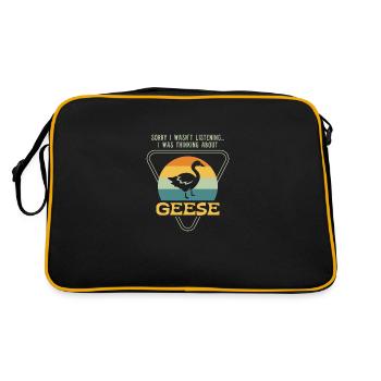 En pensant aux oies, mignon oiseau sauvage, oie - Sac Retro - noir/or - Dos