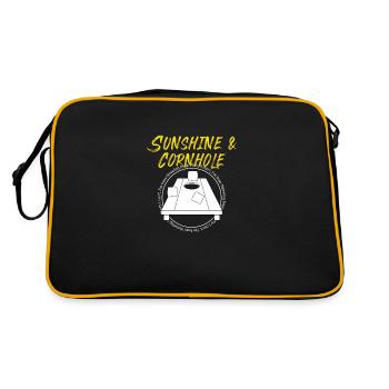 Cornhole Player Sack Tossing Summer Hobby - Retro Bag - black/gold - Back