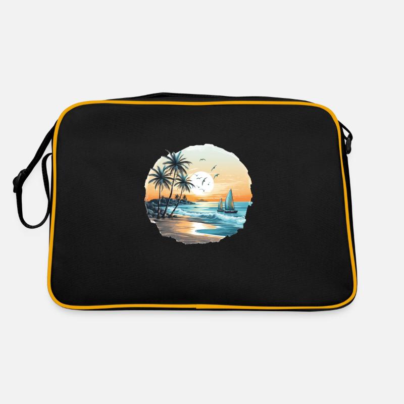 Vibrations de l’océan, vibrations de la plage, coucher de soleil sur la plage, oce Sac Retro
