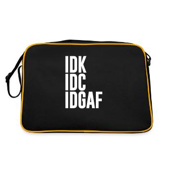 IDK IDC IDGAF | Funny Rude Anti Social Sarcastic - Retro Tasche - Schwarz/Gold - Hinten