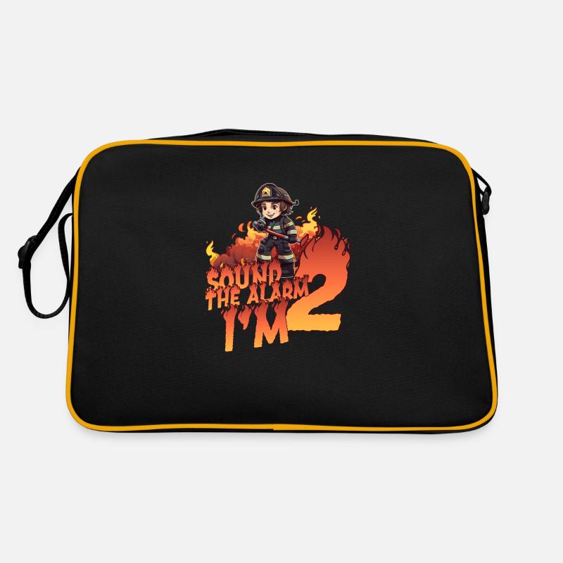 Thème de garçon d’anniversaire de pompier pour enfants de 2 ans - Sac Retro - noir/or