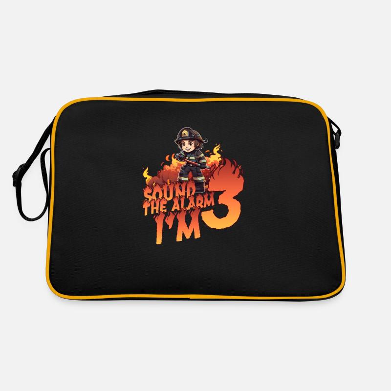 Thème garçon d’anniversaire de pompier pour enfants de 3 ans Sac Retro