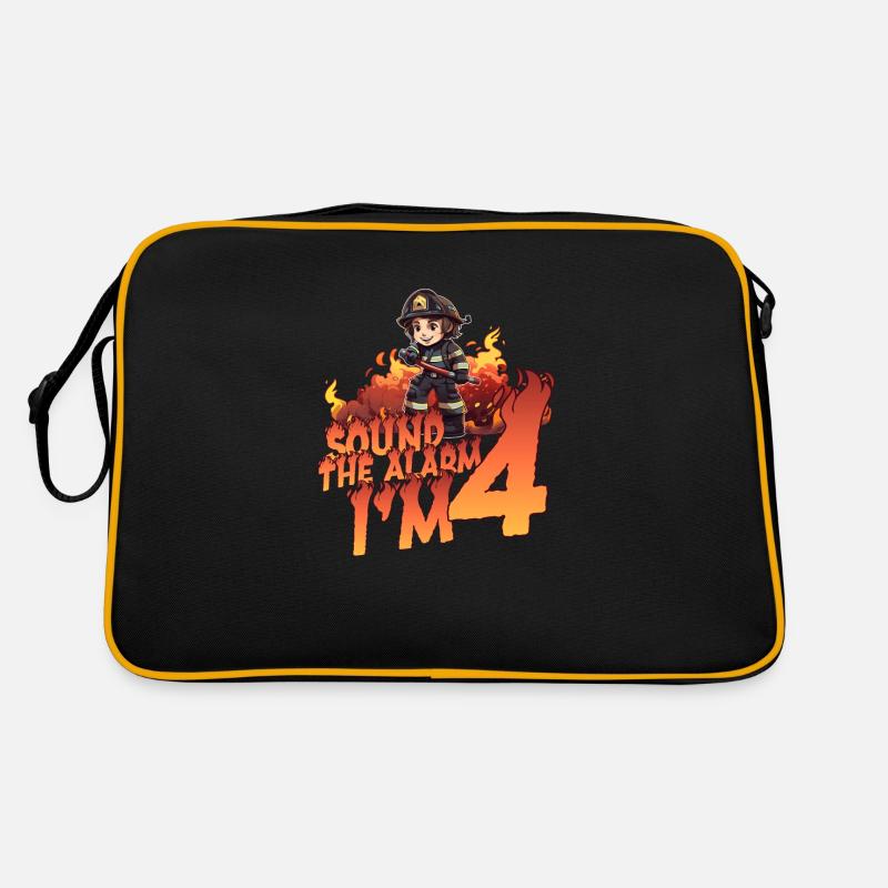 Thème de garçon d’anniversaire de pompier pour enfants de 4 ans Sac Retro