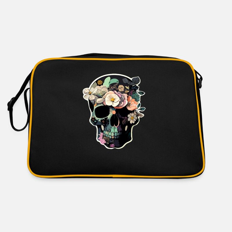Crâne humain et fleurs 37 Sac Retro
