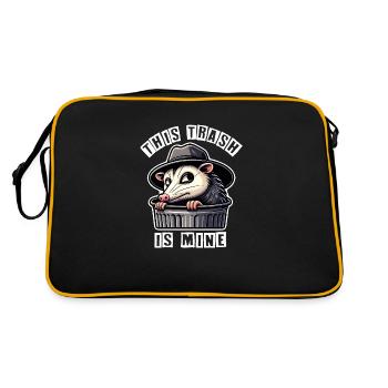 Trash possum with hat looking out of the garbage can - Retro Bag - black/gold - Back