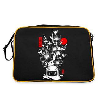 Encre cerisier japonais - blanc - Sac Retro - noir/or - Dos