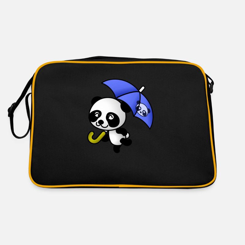 Süßer Panda mit Regenschirm Retro Tasche