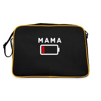 Mutter Familie Akku Leer Geschenk - Retro Tasche - Schwarz/Gold - Hinten